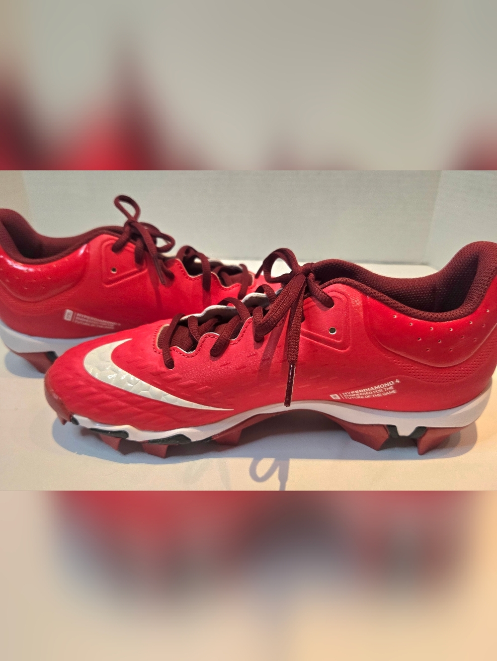 Nike Womens' Red Hyperdiamond 4 Softball Cleats NEW - Picture 4 of 7